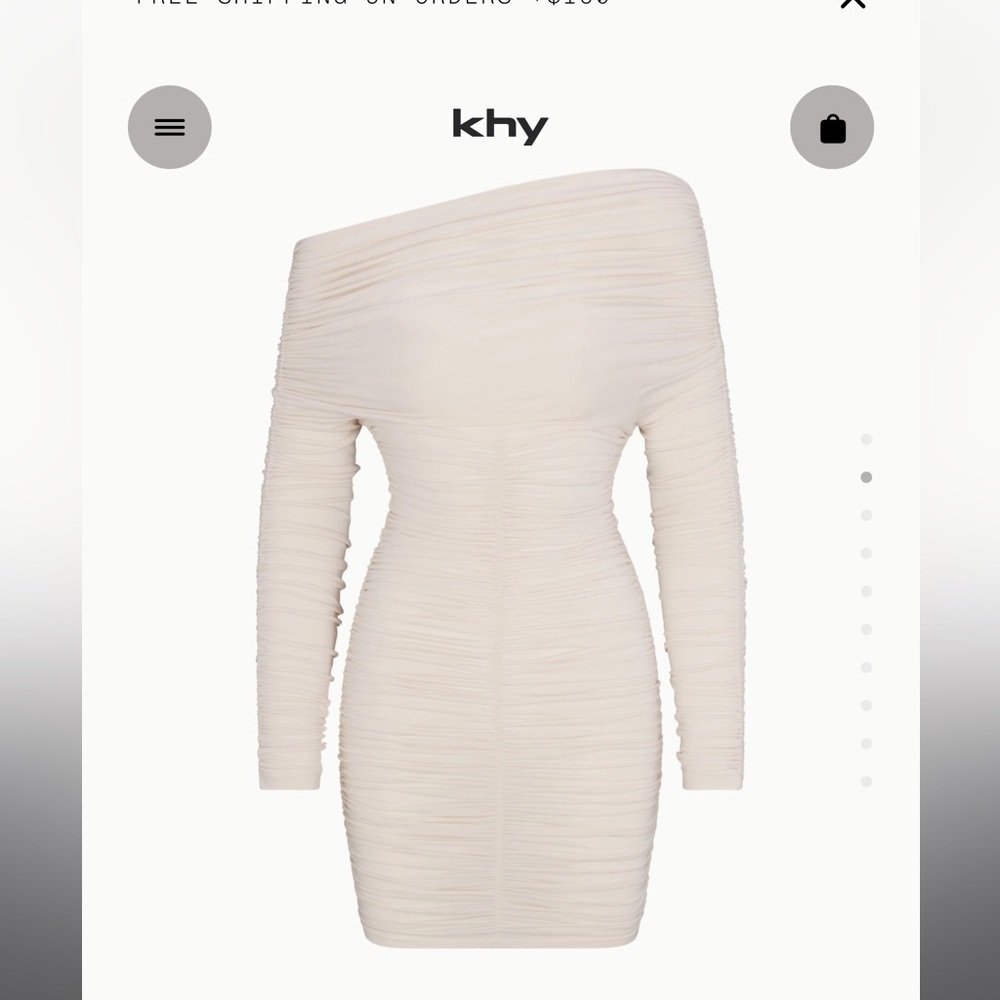 Cream One Shoulder Long Sleeve Bodycon Dress